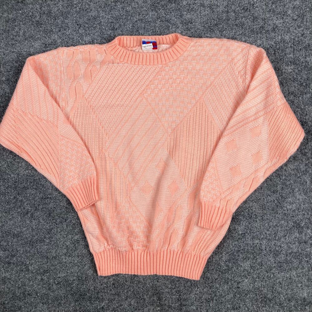 Centennial Knits Sweater Womens S Orange Textured Knit Pullover Retro‎ Vintage